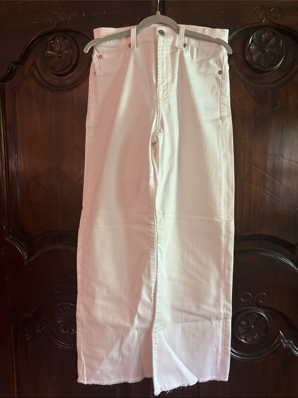 For All Mankind 7 White Wide-Leg High-Rise Jeans
